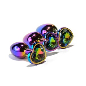Plug anal Corazón Tornasolado set